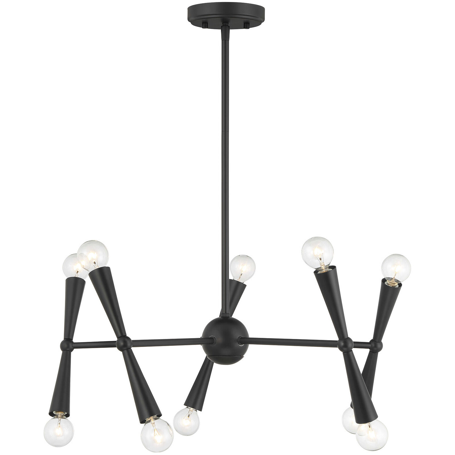 Contemporary 10 Light 24 inch Matte Black Chandelier Ceiling Light