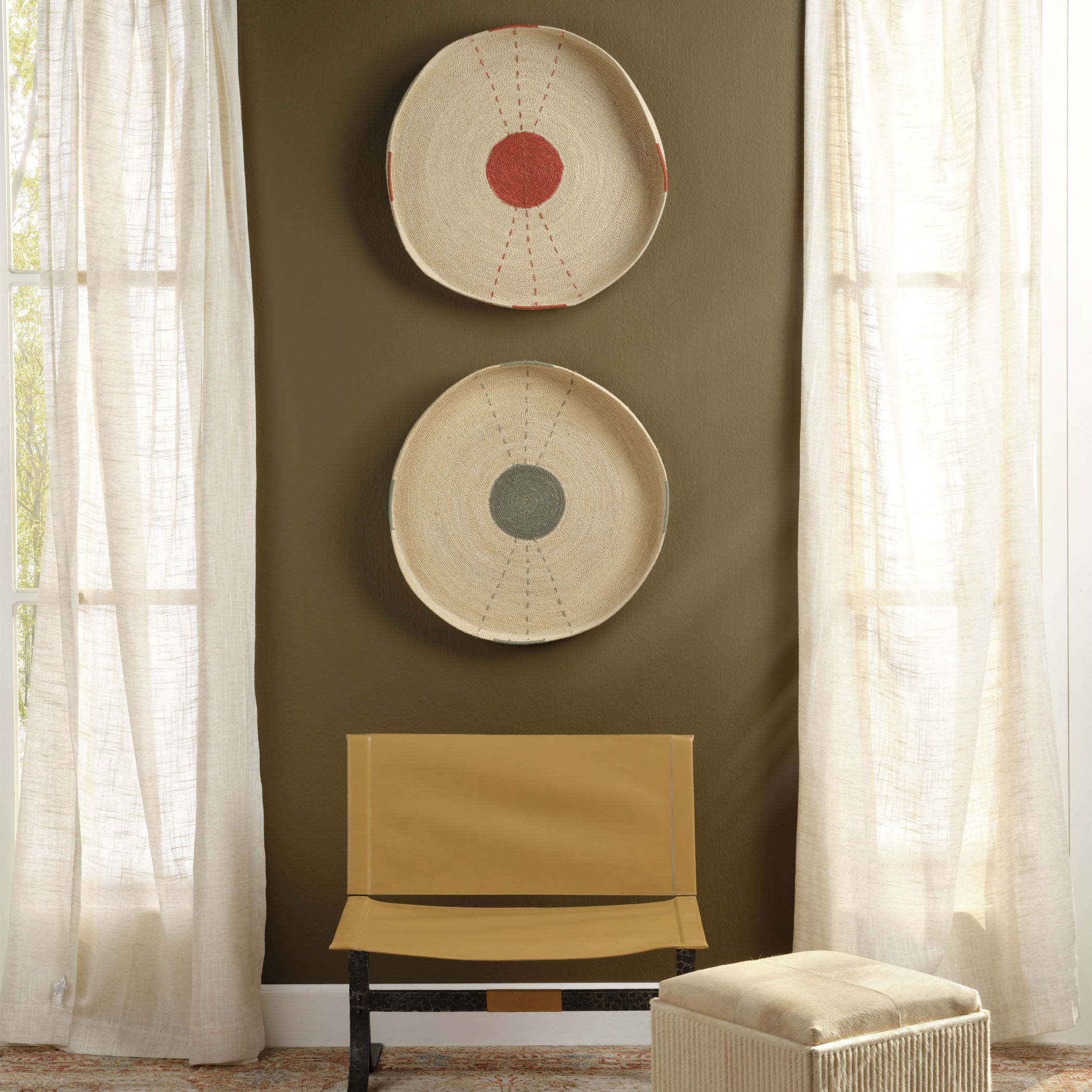 Sundial Natural Seagrass with Teal Accent Wall Art