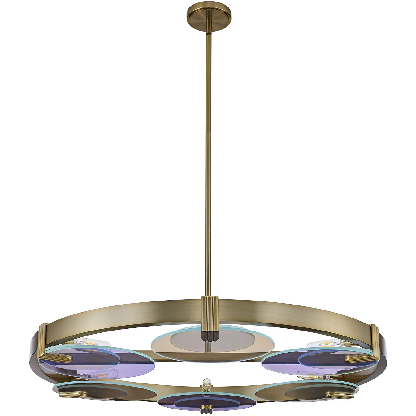 Optics 6 Light 36 inch Winter Brass Chandelier Ceiling Light