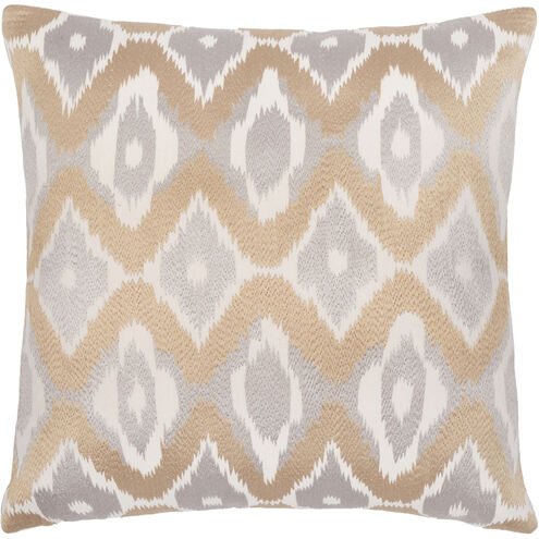 Ikat Luxe 22 inch Ivory Pillow Kit in 22 x 22, Square