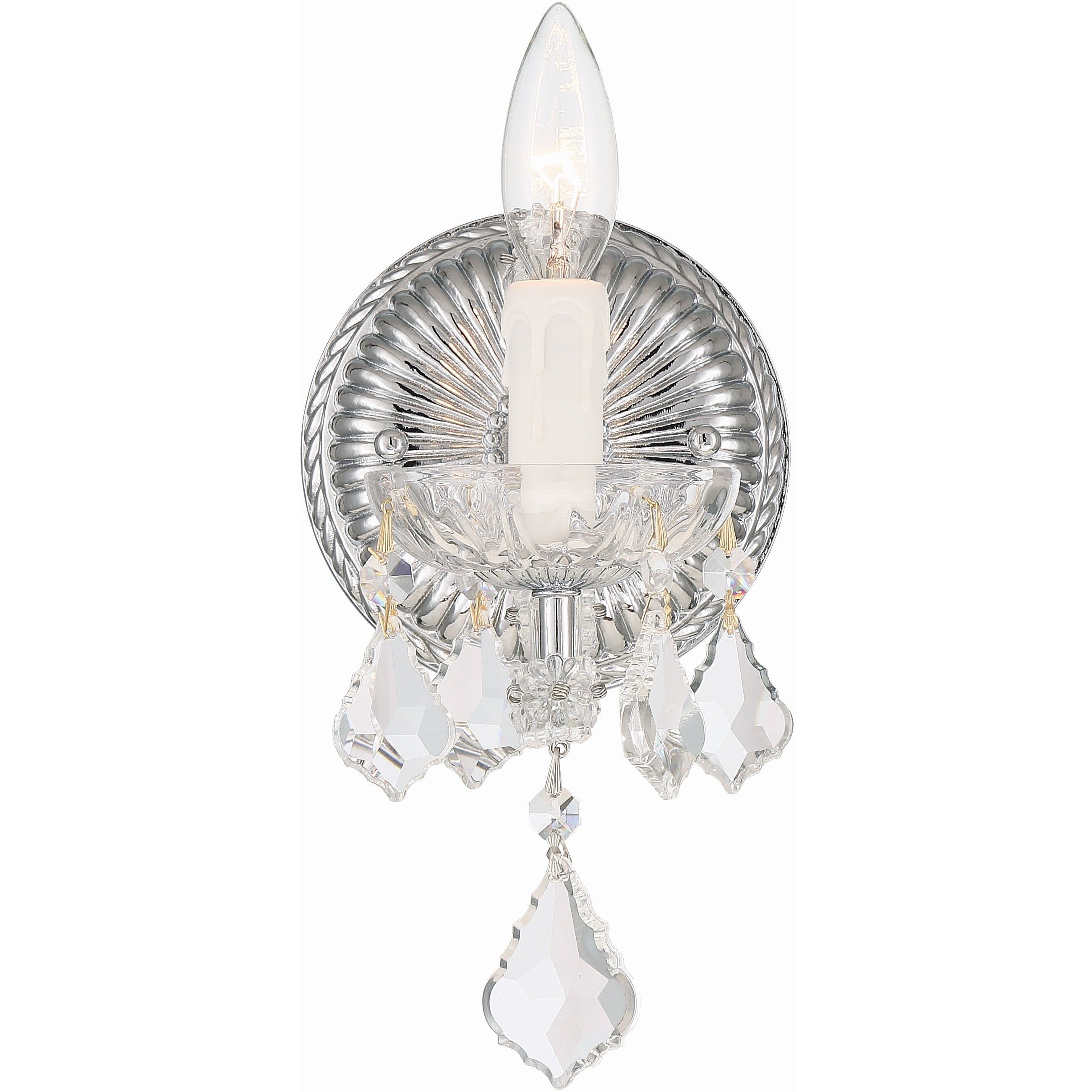 Maria Theresa Sconce Wall Light in Clear Hand Cut, Polished Chrome