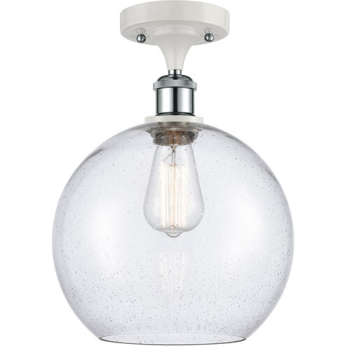 Ballston Large Athens 1 Light 10 inch White and Polished Chrome Semi-Flush Mount Ceiling Light in Seedy Glass, Ballston