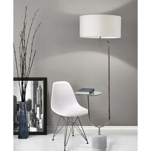 Sloan 65 inch 60.00 watt Polished Nickel and White Marble Floor Lamp Portable Light