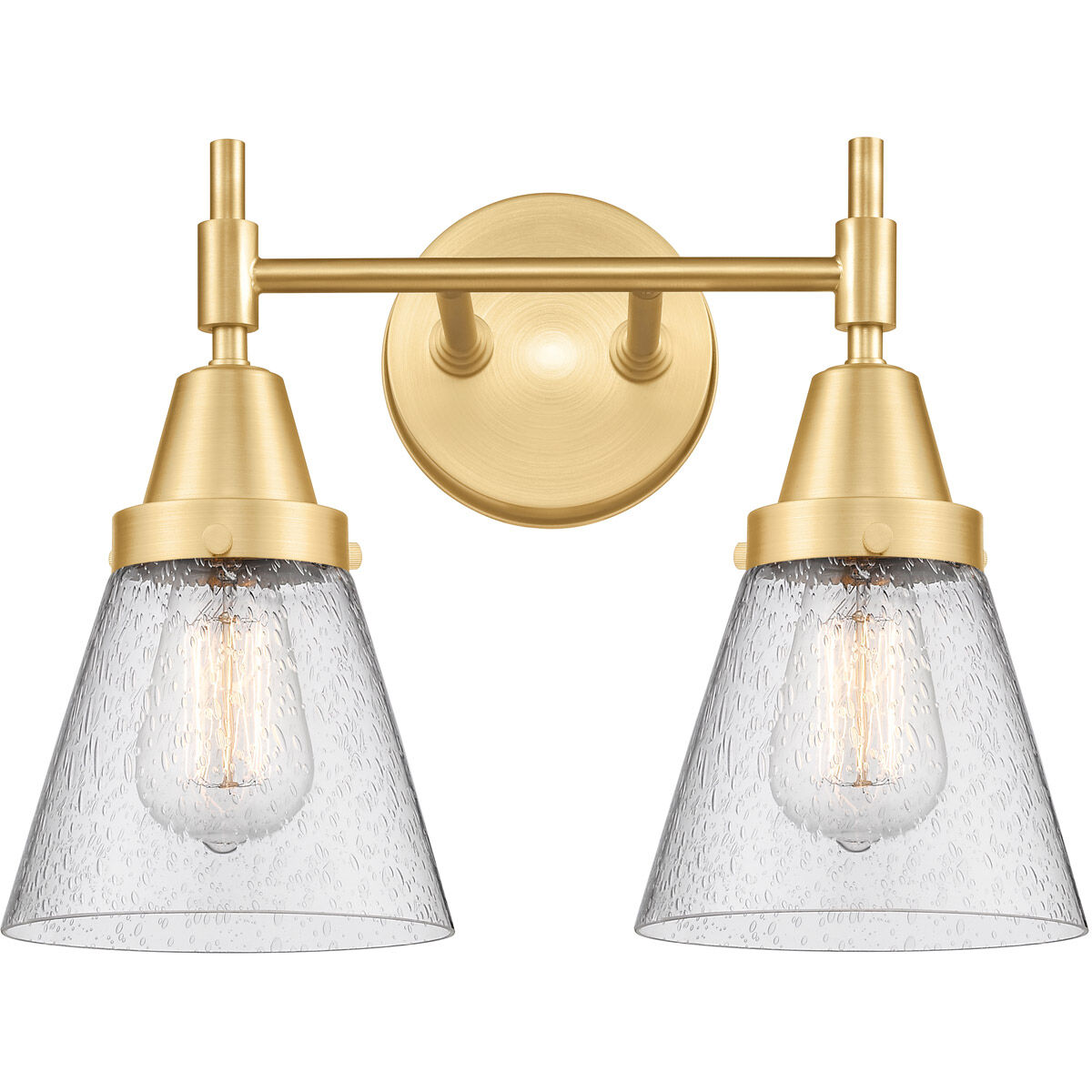 Caden LED 15.25 inch Satin Gold Bath Vanity Light Wall Light in Seedy Glass