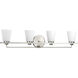 Flight 4 Light 37 inch Brushed Nickel Bath Vanity Wall Light, Design Series