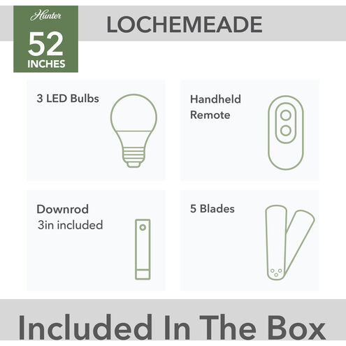 Lochemeade 52 inch Matte Black with Dark Gray Oak/Matte Black Blades Ceiling Fan
