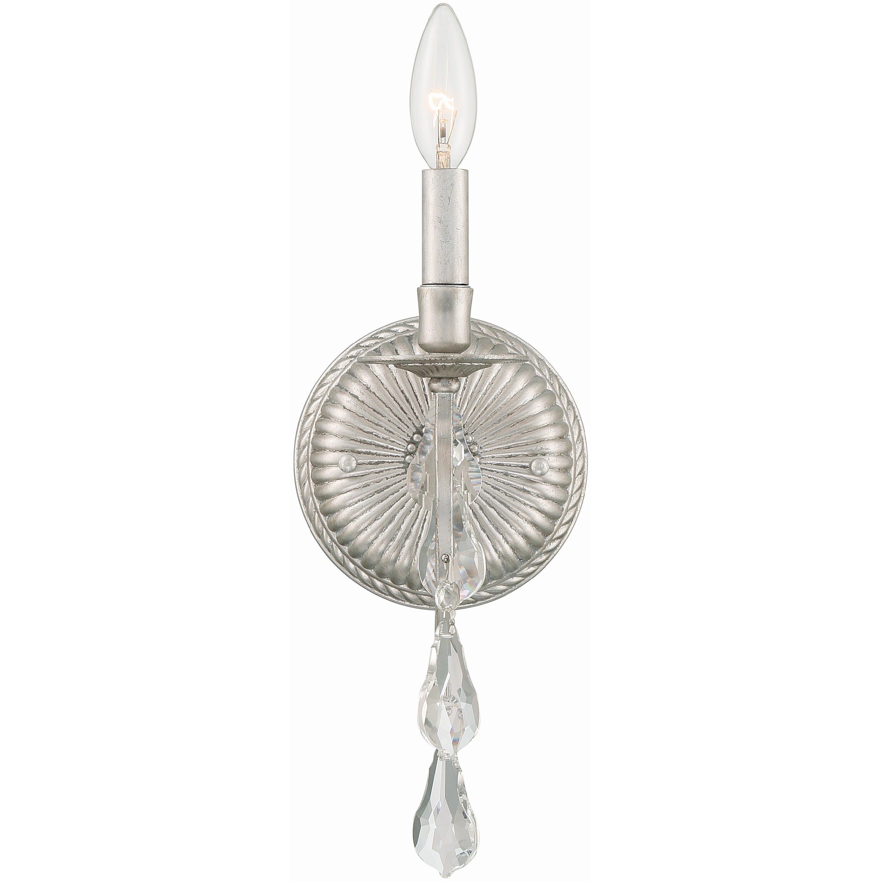 Ashton Bath Sconce Wall Light in Clear Hand Cut, Olde Silver