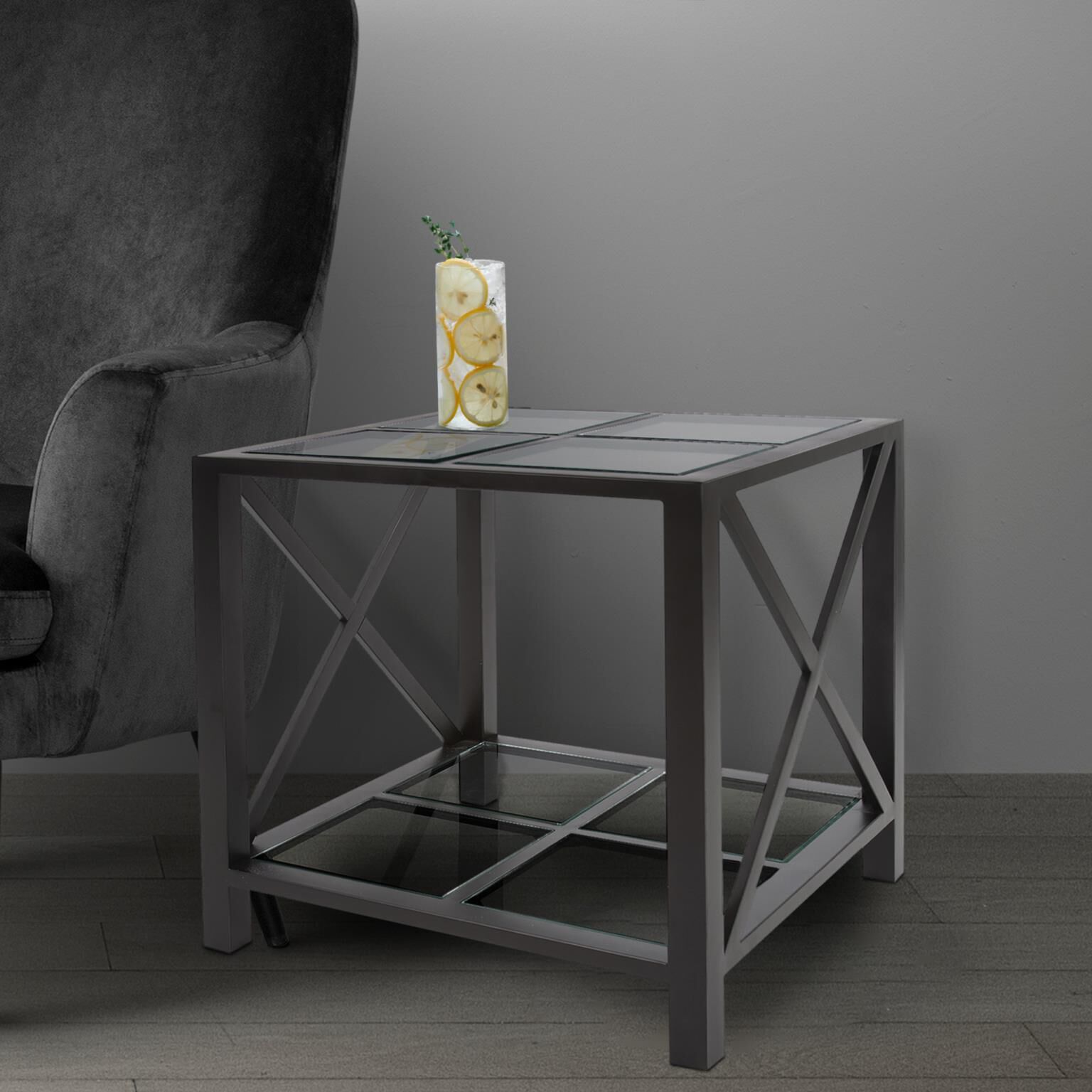 Doshi 23.5 X 21.5 inch Matte Black Side Table