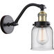 Franklin Restoration Small Bell LED 5 inch Black Antique Brass Sconce Wall Light in Clear Glass, Franklin Restoration