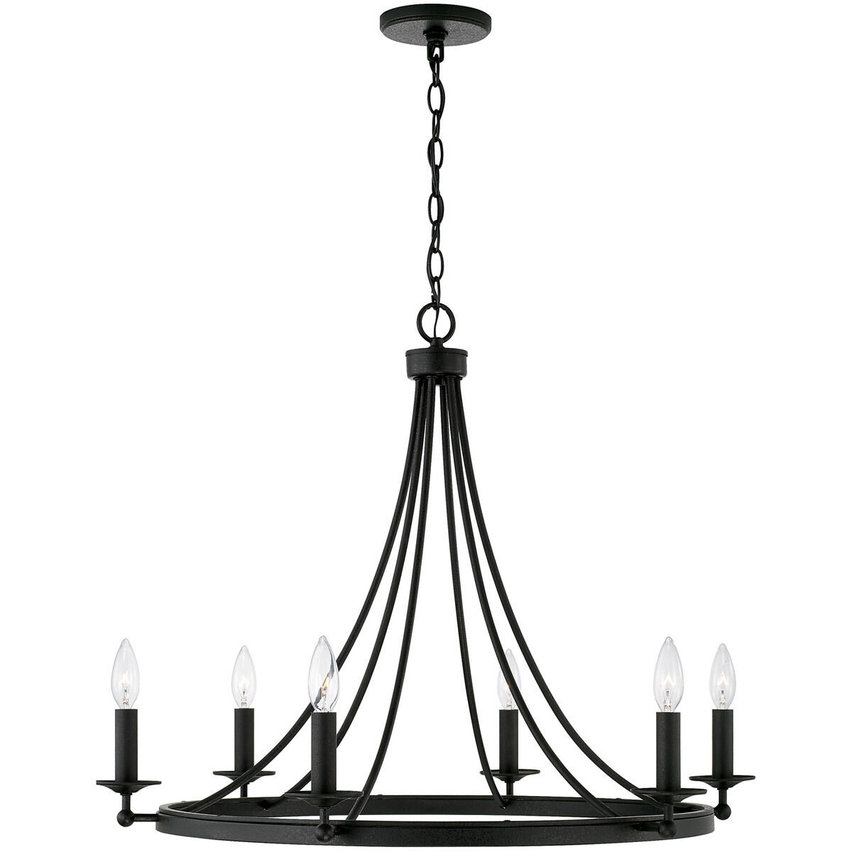 Elijah 6 Light 30 inch Black Iron Chandelier Ceiling Light