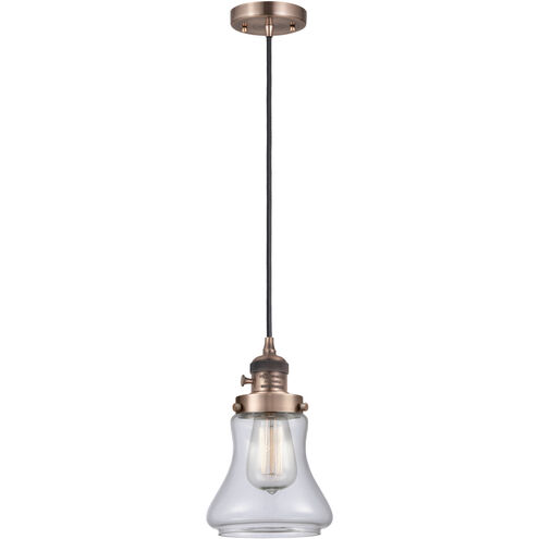 Franklin Restoration Bellmont LED 6.25 inch Antique Copper Mini Pendant Ceiling Light in Clear