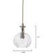 Sophia Carafe 1 Light 6.25 inch Clear with Brass Pendant Ceiling Light