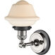 Oxford Sconce Wall Light in Matte White Glass, Polished Nickel/Matte Black
