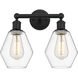 Edison Cindyrella 2 Light 15 inch Matte Black Bath Vanity Light Wall Light in Clear Glass