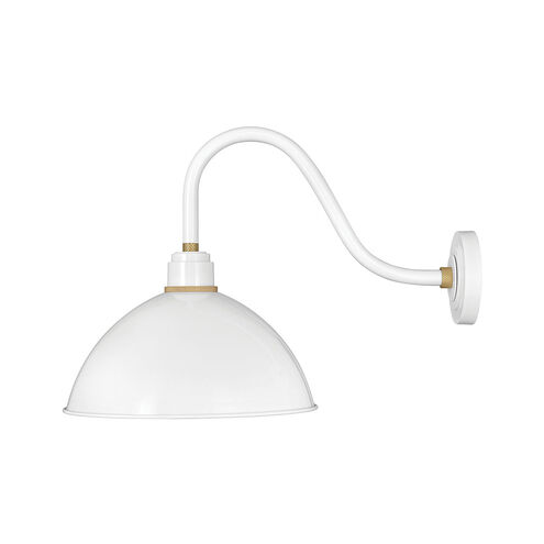 Foundry Dome 1 Light 18 inch Gloss White Outdoor Wall Mount Barn Light, Gooseneck