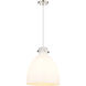Newton Bell 1 Light 14 inch Polished Nickel Pendant Ceiling Light in Matte White Glass
