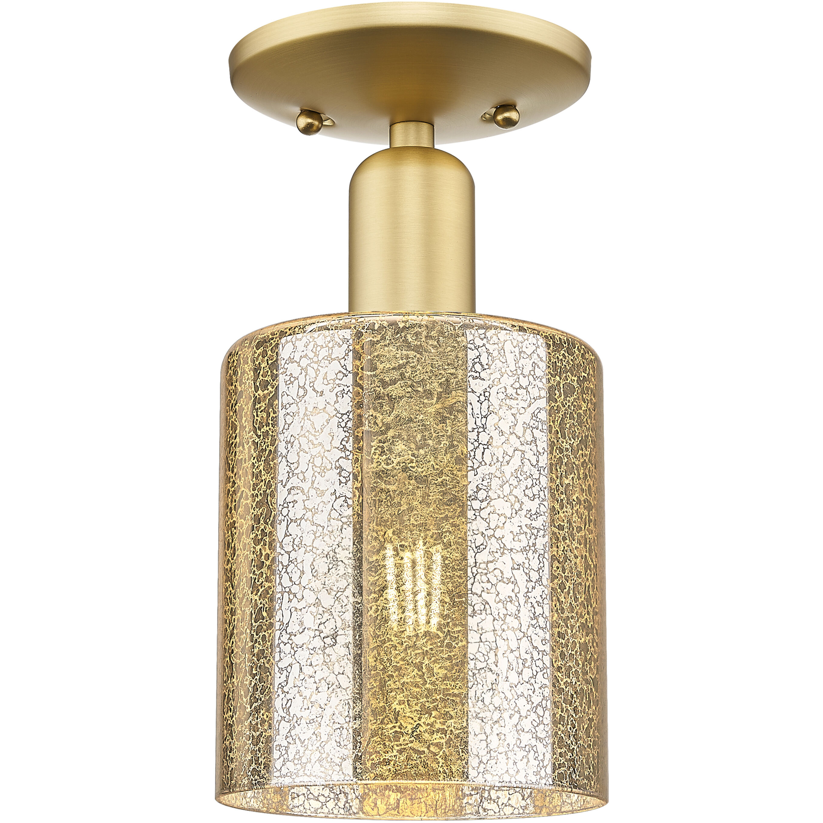 Arcadia Cobbleskill 1 Light 5 inch Satin Gold Semi-Flush Mount Ceiling Light in Mercury