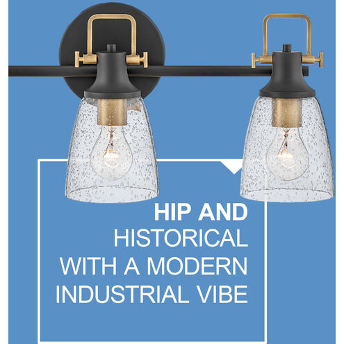 Easton 3 Light 24 inch Black with Heritage Brass Vanity Light Wall Light