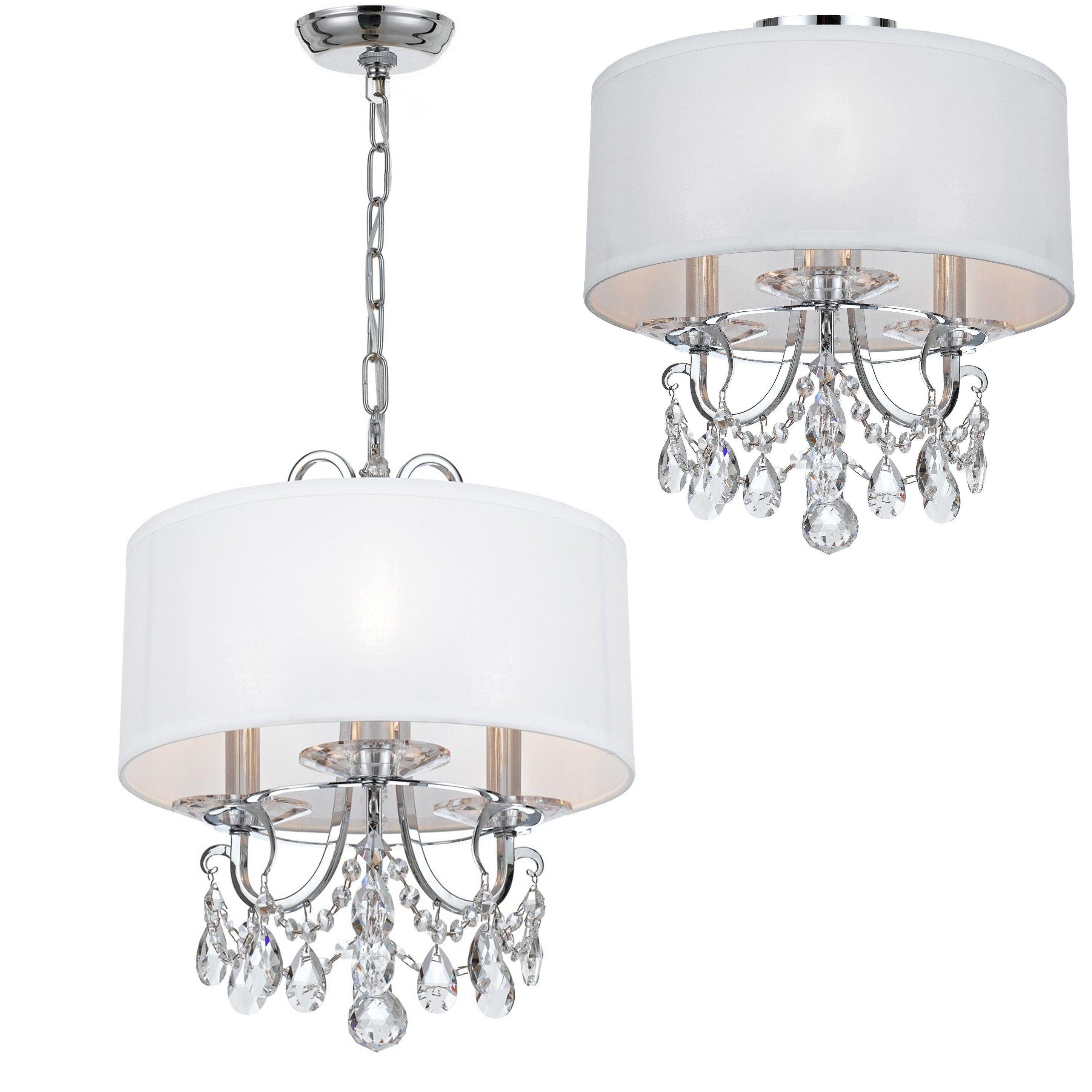 Othello 3 Light 14 inch Polished Chrome Mini Chandelier Ceiling Light in Clear Swarovski Strass