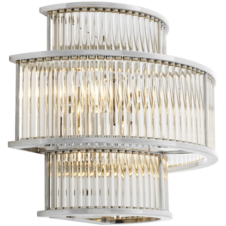 Mancini Wall Lamp Wall Light in Nickel, Clear Glass