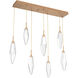 Rock Crystal LED 44 inch Novel Brass Linear Pendant Ceiling Light in Chilled Clear, 2700K LED, Multi-Port