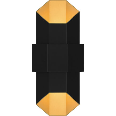 Chasm LED 15 inch Matte Black Gold Outdoor Wall Lantern