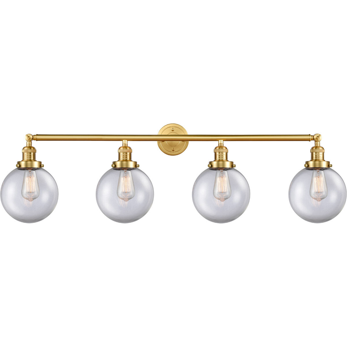 Franklin Restoration Large Beacon LED 44 inch Satin Gold Bath Vanity Light Wall Light in Clear Glass, Franklin Restoration