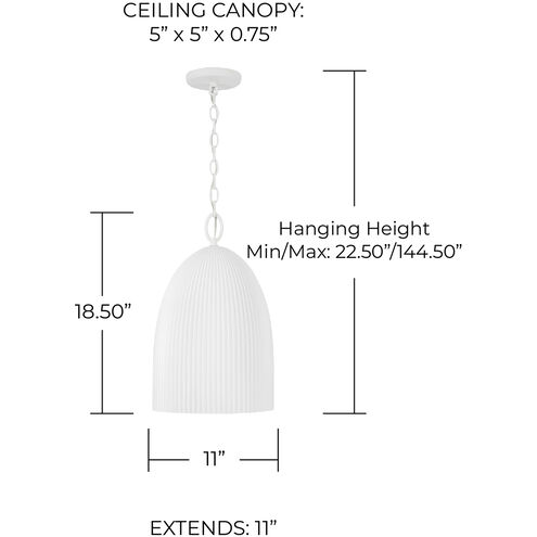Mallory 1 Light 11 inch Ceramic White Pendant Ceiling Light
