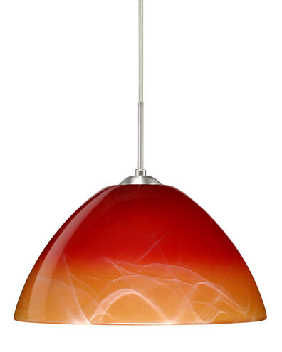 Tessa 1 Light Satin Nickel Pendant Ceiling Light in Solare Glass, Incandescent