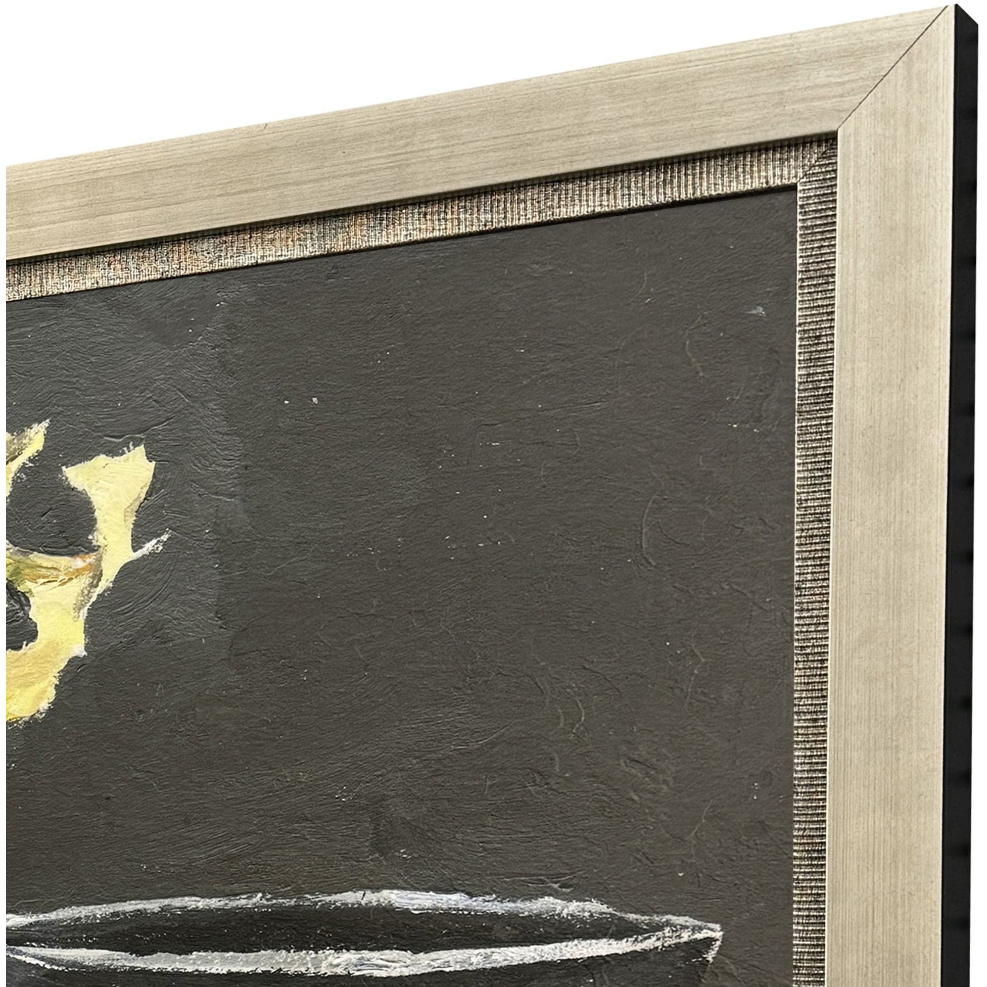 Elegy in Neutral Yellow and Beige and Gray and Multi Framed Art