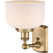 Ballston Large Bell LED 8 inch Brushed Brass Sconce Wall Light in Matte White Glass