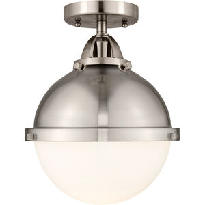 Nouveau 2 Hampden LED 9 inch Brushed Brass Semi-Flush Mount Ceiling Light in Matte White Glass