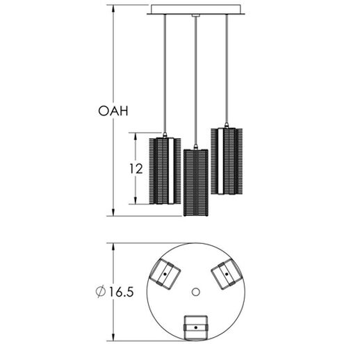 Downtown Mesh 3 Light Matte Black Chandelier Ceiling Light, Round Multi-Port