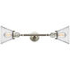 Franklin Restoration Large Cone 2 Light 18 inch Brushed Satin Nickel Bath Vanity Light Wall Light in Seedy Glass, Franklin Restoration