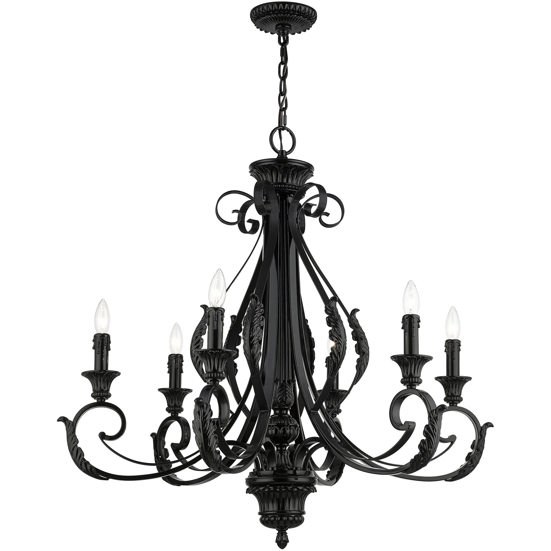 Valencia 6 Light 35 inch Shiny Black Large Chandelier Ceiling Light