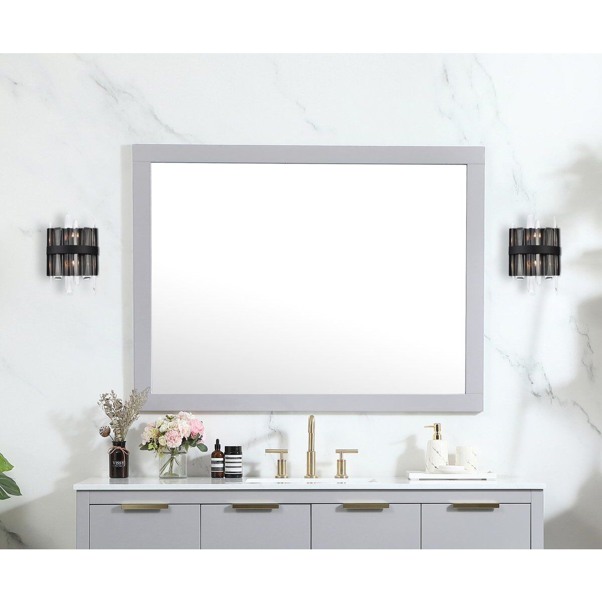 Serena 2 Light 8 inch Black Bath Sconce Wall Light