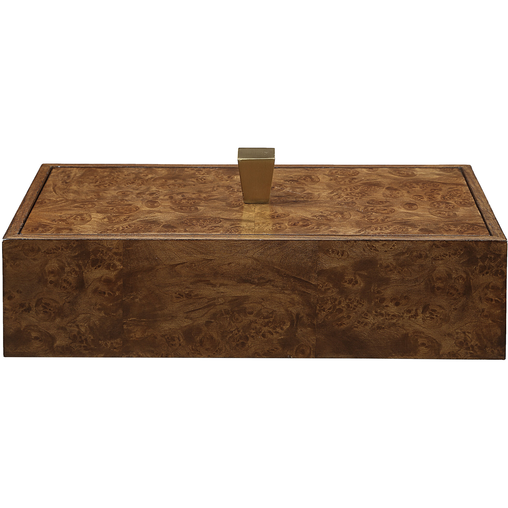 Burl Haven 15 inch Burl Veneer and Antique Brass Box