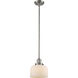 Franklin Restoration Bell LED 8 inch Brushed Satin Nickel Mini Pendant Ceiling Light in Matte White, Franklin Restoration