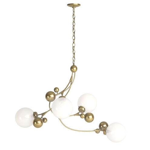 Sprig 4 Light 42 inch Modern Brass Pendant Ceiling Light in Opaline
