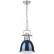 Yep Duncan 1 Light 8.88 inch Pewter Pendant Ceiling Light in Navy, Small