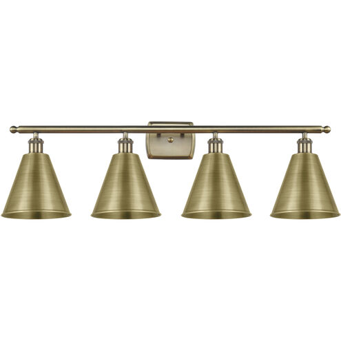 Ballston Cone 4 Light 38 inch Antique Brass Bath Vanity Light Wall Light
