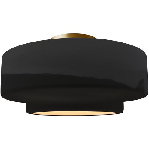 Radiance 1 Light 16.5 inch Gloss Black and Matte White and Brushed Brass Semi Flush Ceiling Light