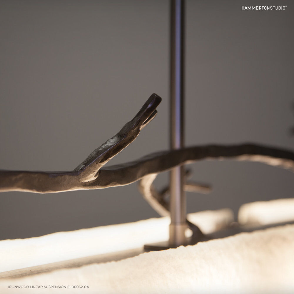 Ironwood LED 44.4 inch Gilded Brass Linear Pendant Ceiling Light in 3000K LED, Smoke Granite