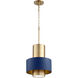 Fort Worth 1 Light 12 inch Aged Brass and Blue Pendant Ceiling Light