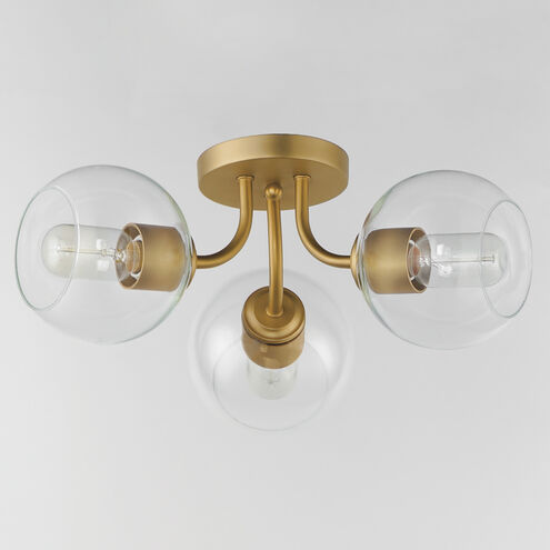 Knox 3 Light 18 inch Natural Aged Brass Semi-Flush Mount Ceiling Light