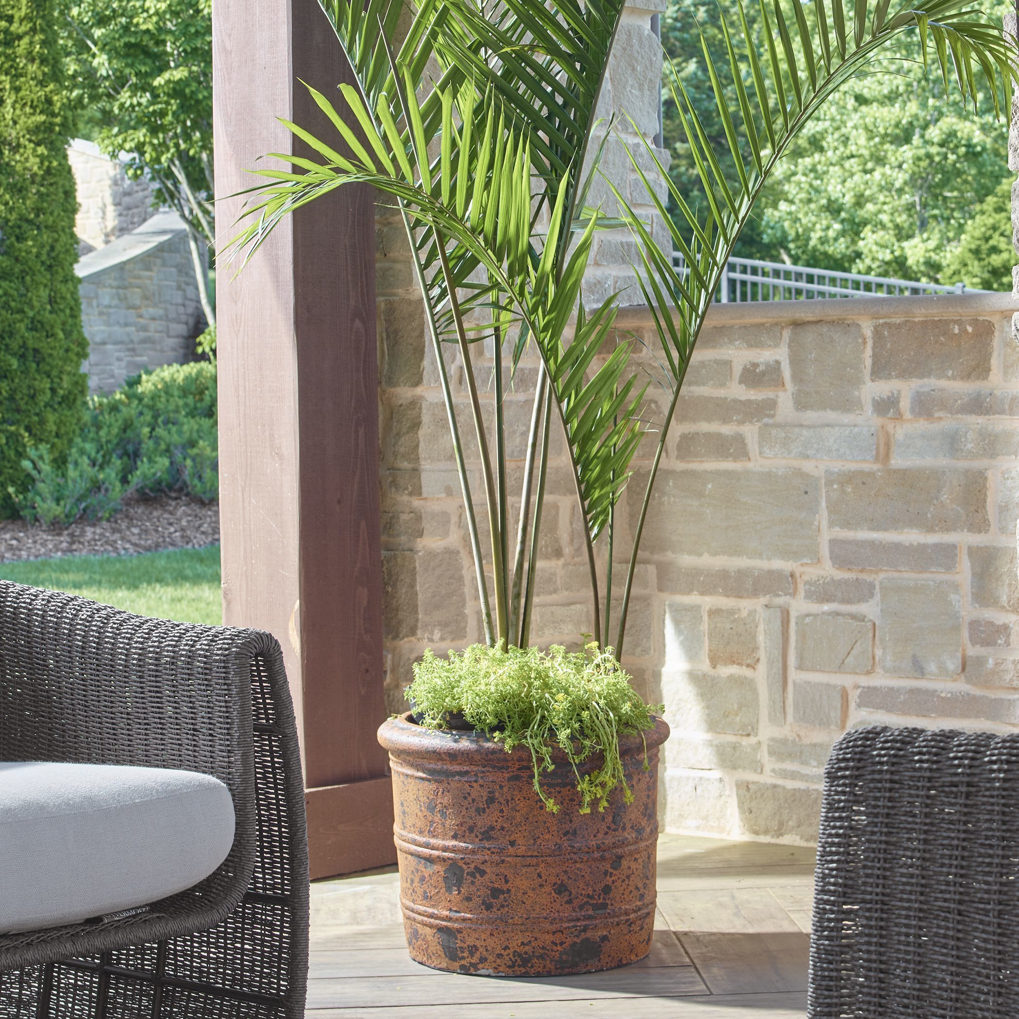 Weathered Relic Rust Black Outdoor Planter