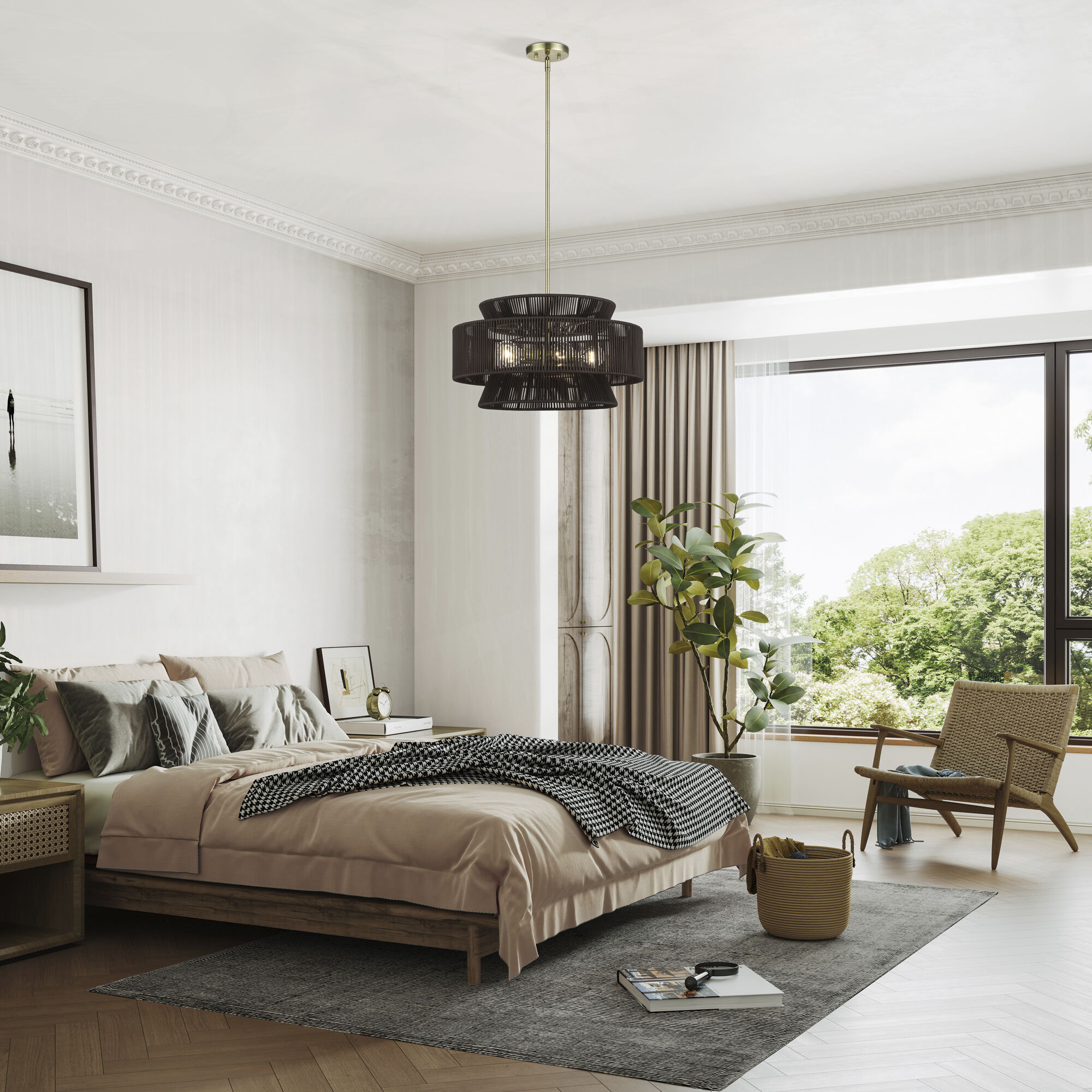 Florell 5 Light 22 inch Antique Brass Pendant Chandelier Ceiling Light