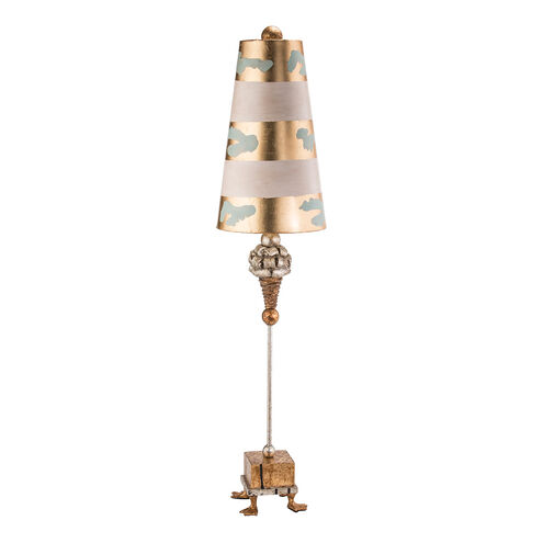 Pompadour Luxe 40 inch 60.00 watt Gold And Silver Leaf Table Lamp Portable Light, Flambeau