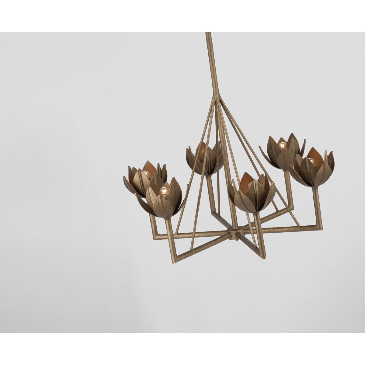 Julie Neill Alberto 6 Light 30 inch Antique Bronze Leaf Single Tier Chandelier Ceiling Light, Small