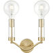 Celsius 2 Light 11 inch Satin Brass with Clear Sconce Wall Light